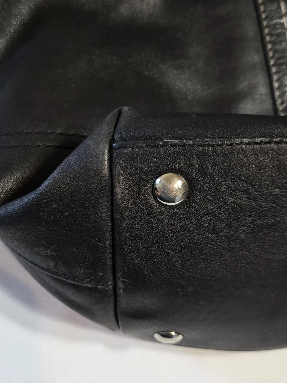COACH Black Leather Tote with Contrast Stitching